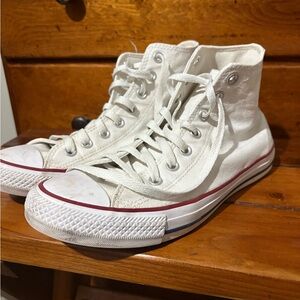 Converse High Top Sneakers White with Red Accent